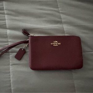 Coach Maroon Leather Wristlet
